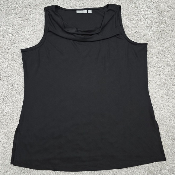 Susan Graver Womens Liquid Knit Tank Black Size 1X Minimalist Office - Picture 1 of 9
